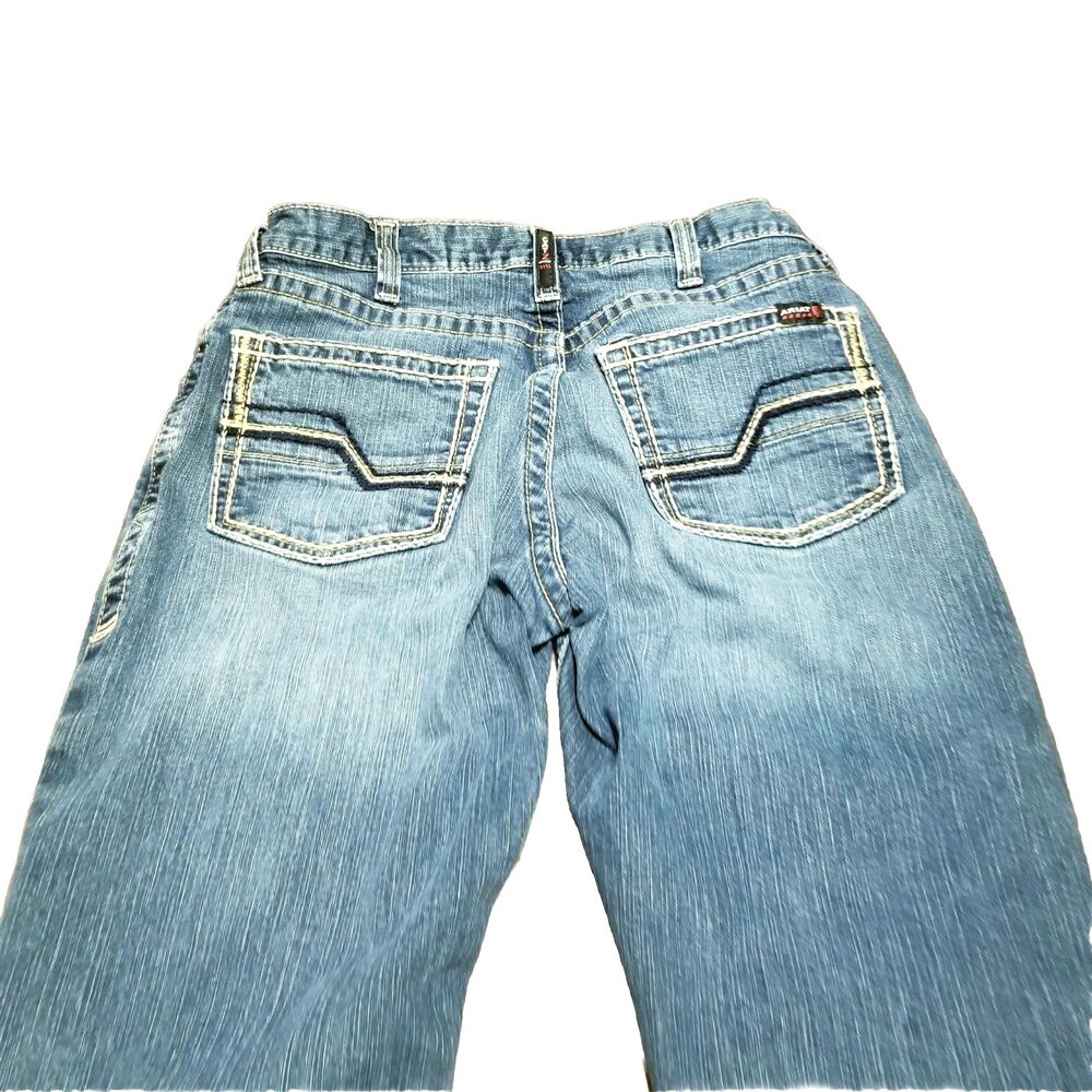 Ariat M5 Jeans Men's Size 33x32 FR Straight Leg Blue Faded Stretch Denim (32x31) - Picture 4 of 5